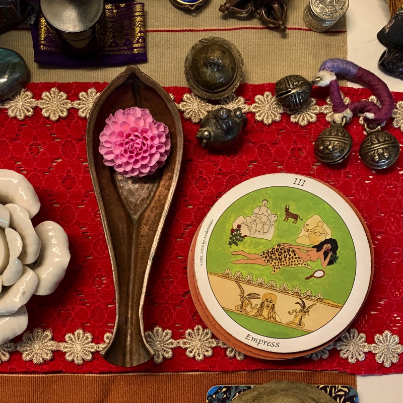 motherpeace empress card on altar